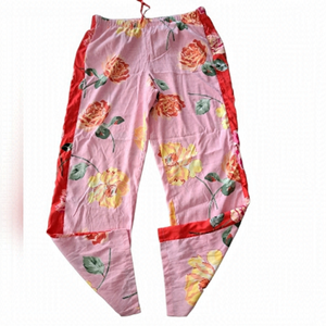 VICTORIA'S SECRET silky feel polyester floral PJ lounge pants pockets LG